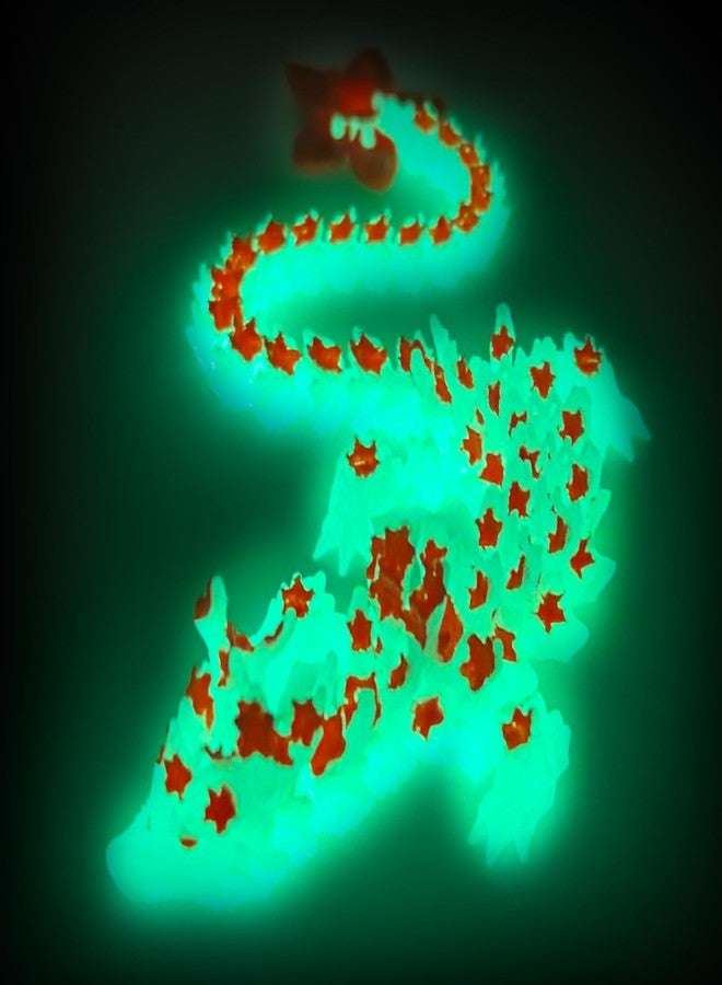 oyeftp 3D Printed Cherry Blossom Crystal Dragon Glow in The Dark Articulated Animals Fidget Toy Cool Crystal 3D Print Dinosaur Toys for Teens, Stocking Easter Basket Stuffers (Noctilucent red) - Image 1